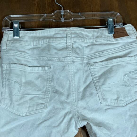 American Eagle Womens Shorts White Fringe Cut Off Low Rise Shortie Stretch 8 - Picture 10 of 11